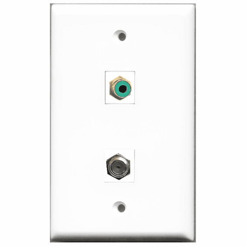 RiteAV - 1 Port RCA Green 1 Port Coax  Wall Plate