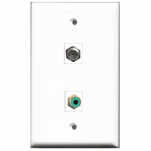 RiteAV - 1 Port RCA Green 1 Port Coax  Wall Plate White