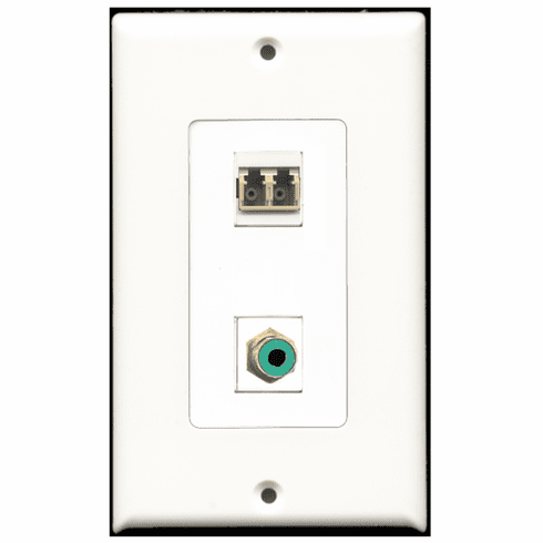 RiteAV - 1 Port RCA Green 1 Port LC Fiber Multimode Duplex  Wall Plate Decora White