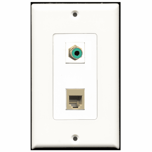 RiteAV - 1 Port RCA Green 1 Port Phone RJ11 RJ12 Beige Decora Type Wall Plate