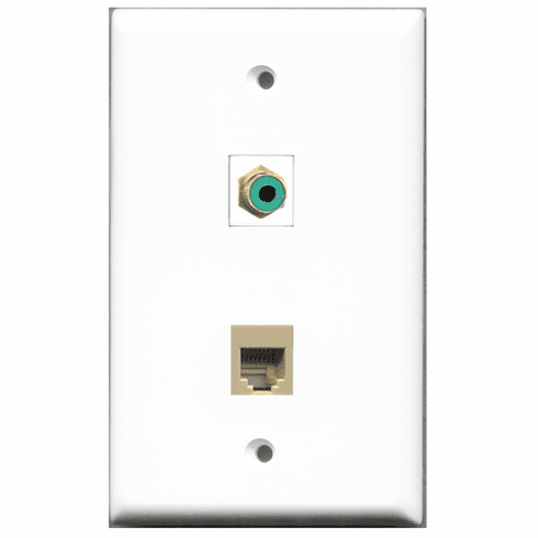 RiteAV - 1 Port RCA Green 1 Port Phone RJ11 RJ12 Beige  Wall Plate