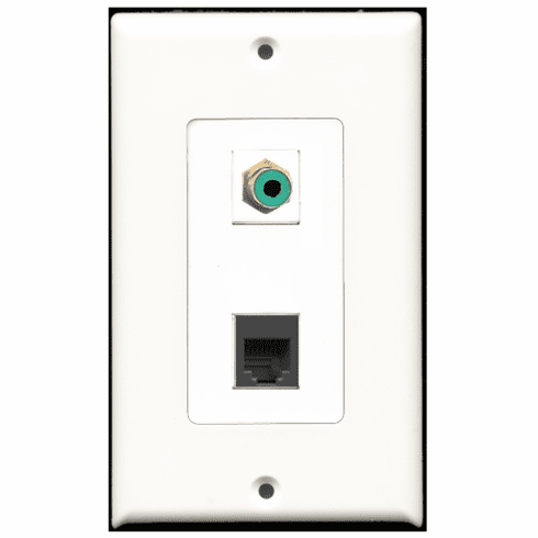 RiteAV - 1 Port RCA Green 1 Port Phone RJ11 RJ12 Black Decora Type Wall Plate