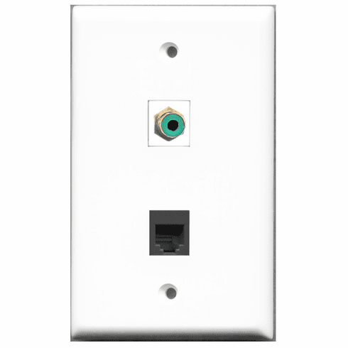 RiteAV - 1 Port RCA Green 1 Port Phone RJ11 RJ12 Black  Wall Plate