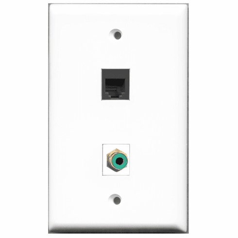 RiteAV - 1 Port RCA Green 1 Port Phone RJ11 RJ12 Black  Wall Plate White