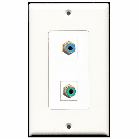 RiteAV - 1 Port RCA Green 1 Port RCA Blue  Wall Plate Decora White