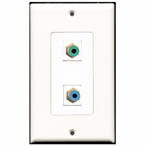 RiteAV - 1 Port RCA Green 1 Port RCA Blue  Wall Plate Decora White