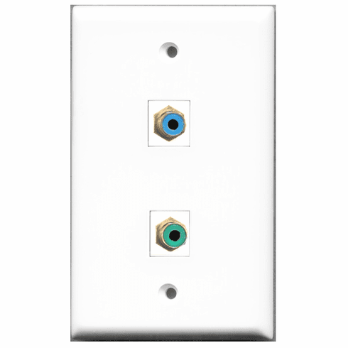 RiteAV - 1 Port RCA Green 1 Port RCA Blue  Wall Plate White