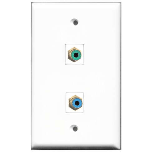 RiteAV - 1 Port RCA Green 1 Port RCA Blue  Wall Plate White