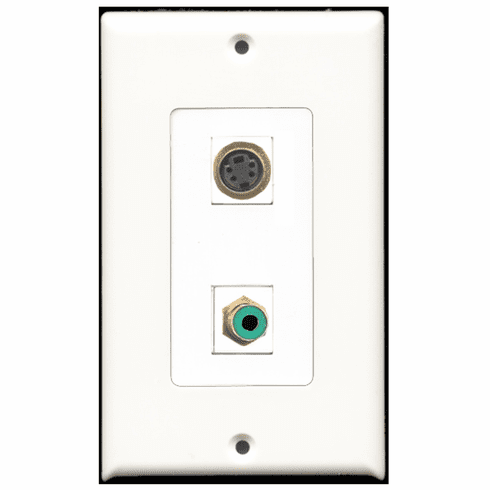 RiteAV - 1 Port RCA Green 1 Port S-Video  Wall Plate Decora White