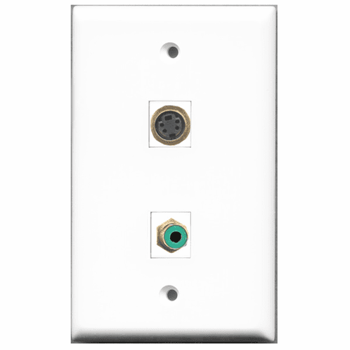 RiteAV - 1 Port RCA Green 1 Port S-Video  Wall Plate White