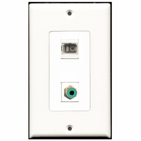 RiteAV - 1 Port RCA Green 1 Port SC Fiber Multimode Simplex  Wall Plate Decora White