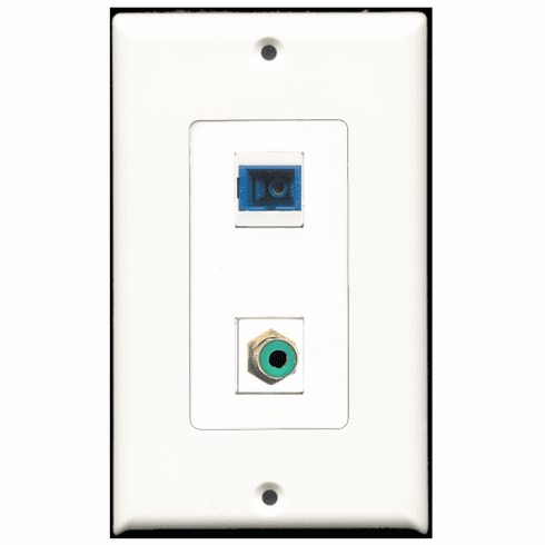 RiteAV - 1 Port RCA Green 1 Port SC Fiber Singlemode Simplex  Wall Plate Decora White