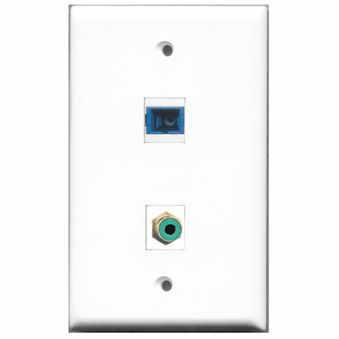 RiteAV - 1 Port RCA Green 1 Port SC Fiber Singlemode Simplex  Wall Plate White