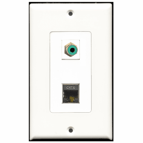 RiteAV - 1 Port RCA Green 1 Port Shielded Cat6 Decora Type Wall Plate
