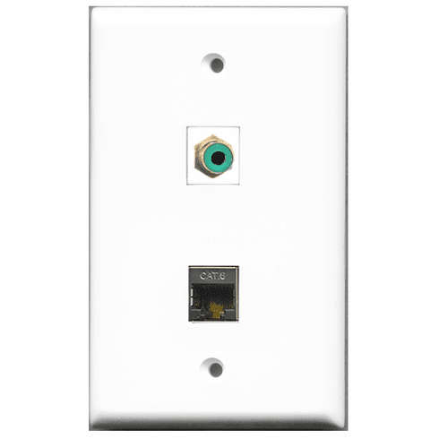 RiteAV - 1 Port RCA Green 1 Port Shielded Cat6  Wall Plate