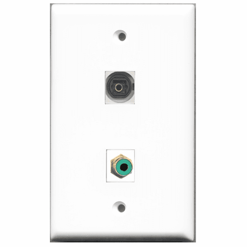 RiteAV - 1 Port RCA Green 1 Port Toslink  Wall Plate White