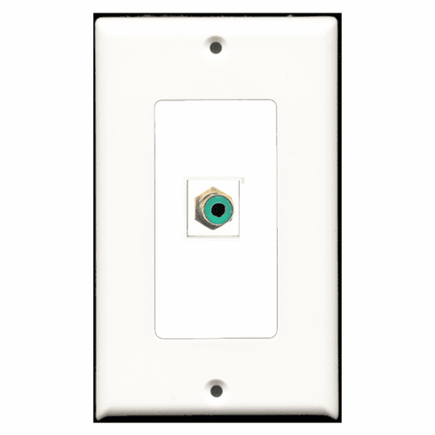 RiteAV - 1 Port RCA Green  Wall Plate Decora White