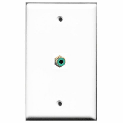 RiteAV - 1 Port RCA Green  Wall Plate White