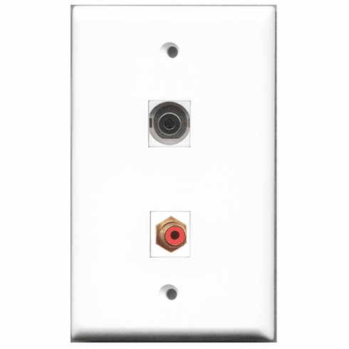 RiteAV - 1 Port RCA Red - 1 Port 3.5mm  Wall Plate White
