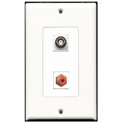 RiteAV - 1 Port RCA Red - 1 Port BNC  Wall Plate Decora White