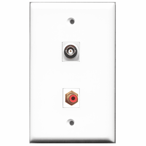RiteAV - 1 Port RCA Red - 1 Port BNC  Wall Plate White