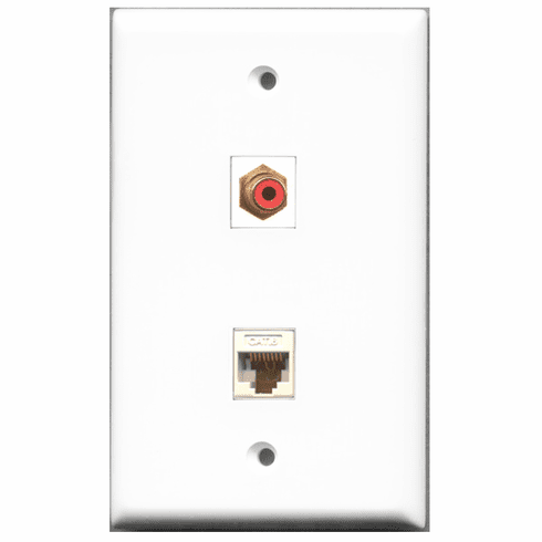 RiteAV - 1 Port RCA Red 1 Port Cat6 White  Wall Plate White