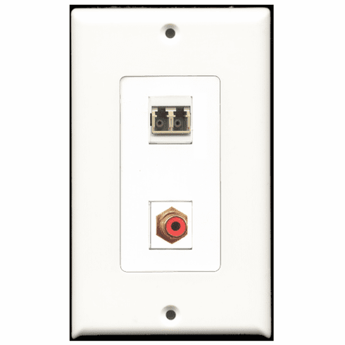 RiteAV - 1 Port RCA Red - 1 Port LC Fiber Multimode Duplex Port  Wall Plate Decora White