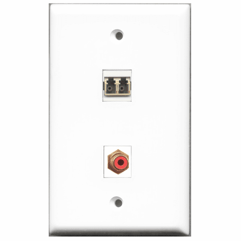 RiteAV - 1 Port RCA Red - 1 Port LC Fiber Multimode Duplex Port  Wall Plate White