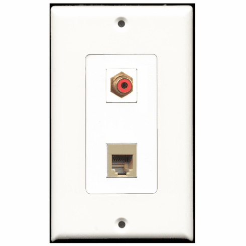 RiteAV - 1 Port RCA Red 1 Port Phone RJ11 RJ12 Beige Decora Type Wall Plate