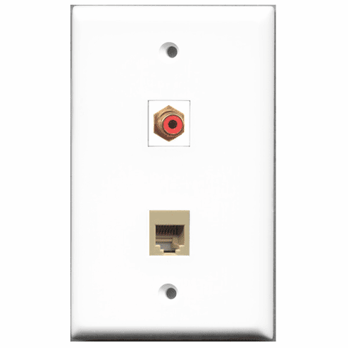 RiteAV - 1 Port RCA Red 1 Port Phone RJ11 RJ12 Beige  Wall Plate