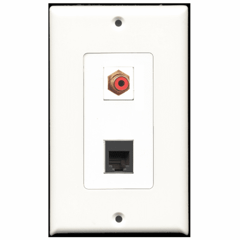 RiteAV - 1 Port RCA Red 1 Port Phone RJ11 RJ12 Black Decora Type Wall Plate