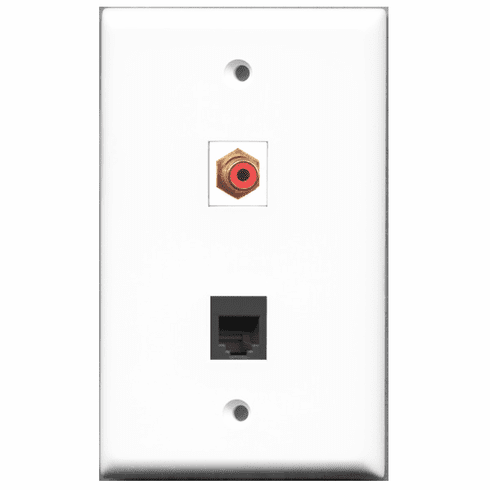 RiteAV - 1 Port RCA Red 1 Port Phone RJ11 RJ12 Black  Wall Plate