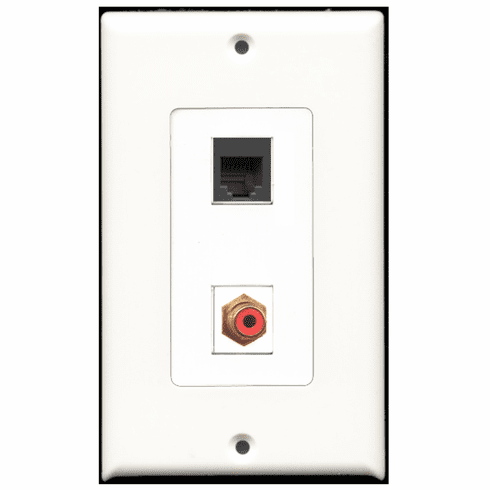 RiteAV - 1 Port RCA Red - 1 Port Phone RJ11 RJ12 Black  Wall Plate Decora White