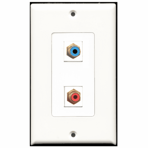 RiteAV - 1 Port RCA Red - 1 Port RCA Blue  Wall Plate Decora White