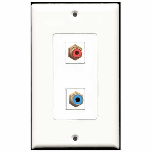 RiteAV - 1 Port RCA Red 1 Port RCA Blue  Wall Plate Decora White