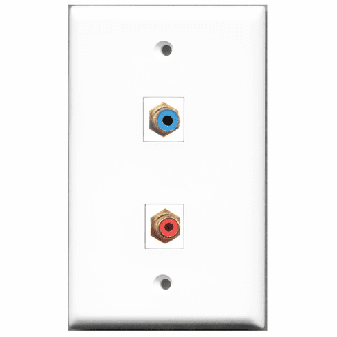 RiteAV - 1 Port RCA Red - 1 Port RCA Blue  Wall Plate White
