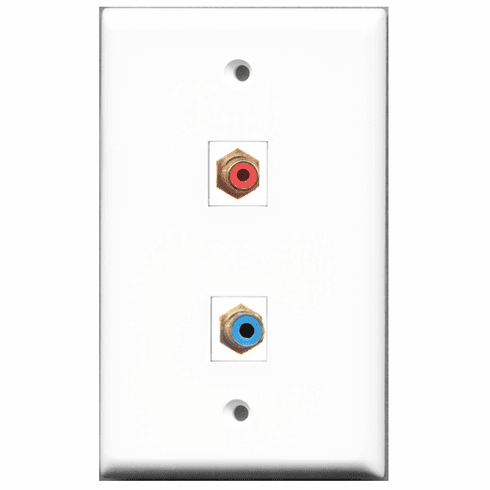 RiteAV - 1 Port RCA Red 1 Port RCA Blue  Wall Plate White