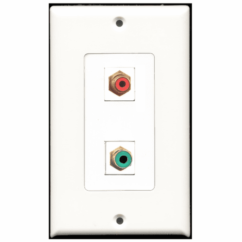RiteAV - 1 Port RCA Red 1 Port RCA Green  Wall Plate Decora White
