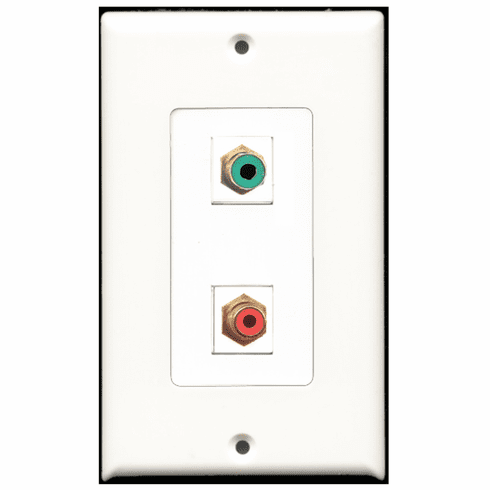 RiteAV - 1 Port RCA Red - 1 Port RCA Green  Wall Plate Decora White