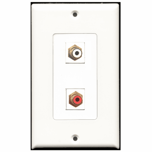 RiteAV - 1 Port RCA Red - 1 Port RCA White  Wall Plate Decora White