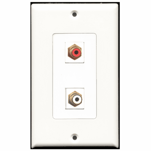 RiteAV - 1 Port RCA Red 1 Port RCA White  Wall Plate Decora White