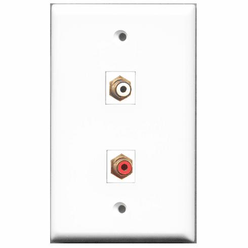 RiteAV - 1 Port RCA Red - 1 Port RCA White  Wall Plate White