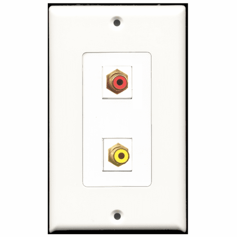 RiteAV - 1 Port RCA Red 1 Port RCA Yellow  Wall Plate Decora White