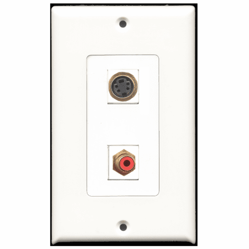 RiteAV - 1 Port RCA Red - 1 Port S-Video  Wall Plate Decora White