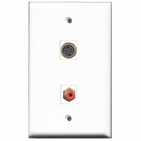 RiteAV - 1 Port RCA Red - 1 Port S-Video  Wall Plate White