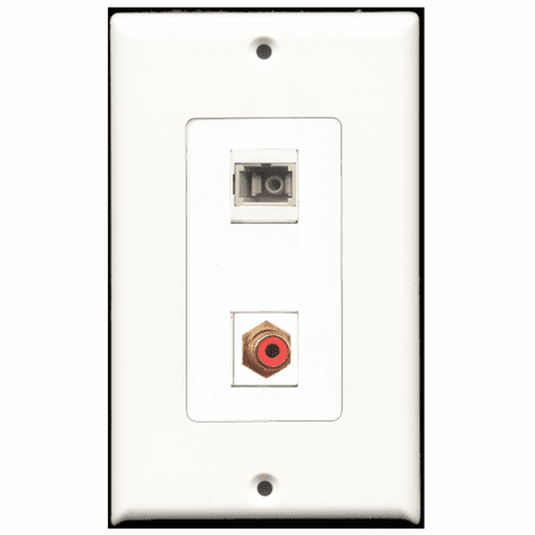 RiteAV - 1 Port RCA Red - 1 Port SC Fiber Multimode Simplex Port  Wall Plate Decora White