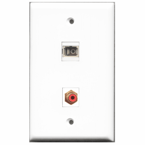 RiteAV - 1 Port RCA Red - 1 Port SC Fiber Multimode Simplex Port  Wall Plate White
