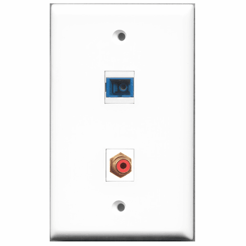 RiteAV - 1 Port RCA Red - 1 Port SC Fiber Singlemode Simplex Port  Wall Plate White