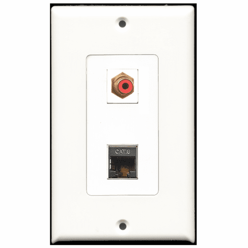 RiteAV - 1 Port RCA Red 1 Port Shielded Cat6 Decora Type Wall Plate