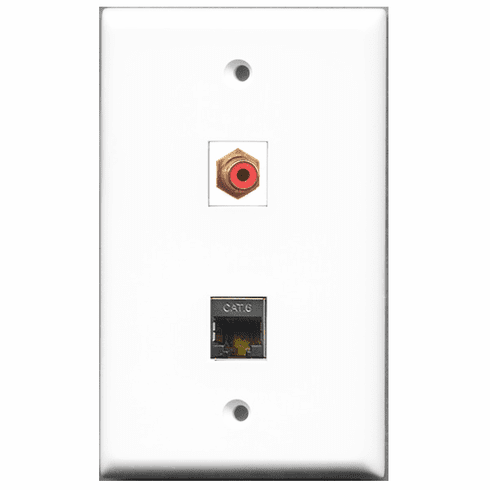 RiteAV - 1 Port RCA Red 1 Port Shielded Cat6  Wall Plate